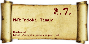 Mándoki Timur névjegykártya